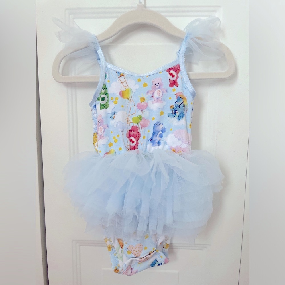 Posh Peanut Care Bears Tulle Smocked Bodysuit Dress - Size 6-12 months